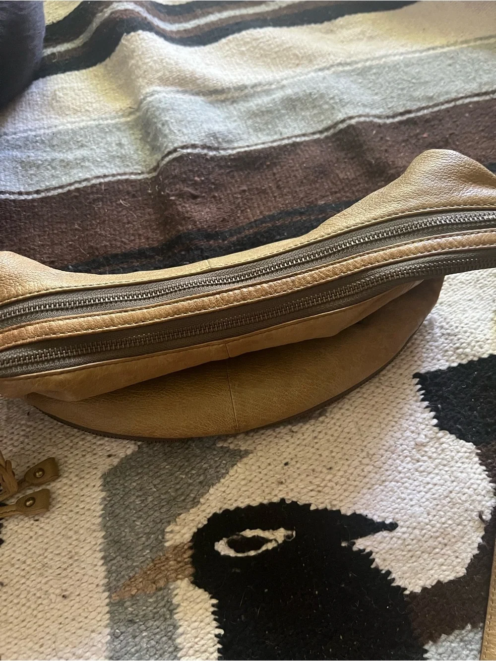 Frye Beige/Tan Leather Hobo with Brass Logo Tag